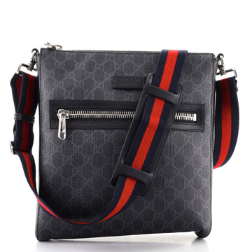 Gucci Web Strap Front Zip Messenger Bag GG Coated Canvas Medium