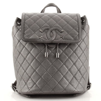 Chanel Filigree Backpack Quilted Iridescent Caviar Large