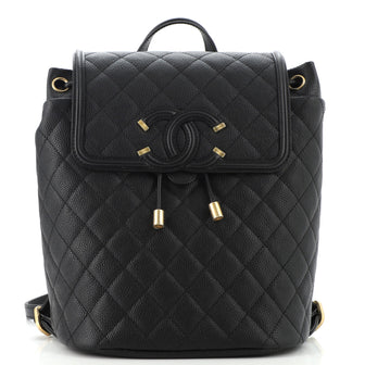 Chanel Filigree Backpack Quilted Caviar Large