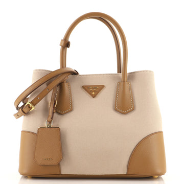 Prada Cuir Double Tote Canvas and Saffiano Leather Small