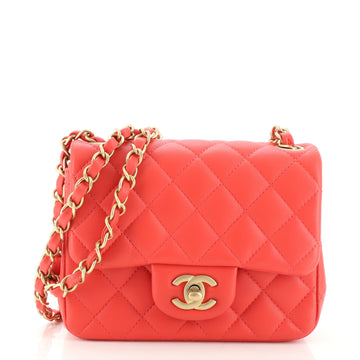 Chanel Square Classic Single Flap Bag Quilted Lambskin Mini