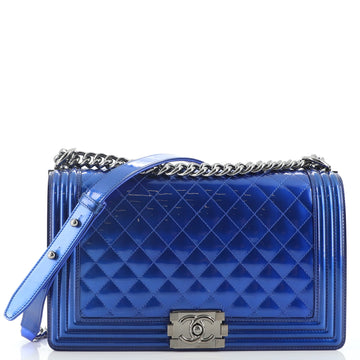 Chanel Boy Flap Bag Quilted Patent New Medium