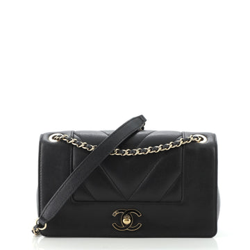 Chanel Mademoiselle Vintage Flap Bag Chevron Sheepskin Small