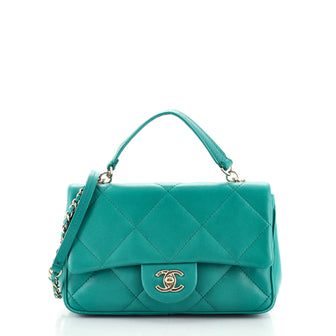 Chanel Top Handle Flap Bag Quilted Lambskin Small