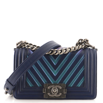 Chanel Boy Flap Bag Chevron Lambskin with Holographic PVC Small