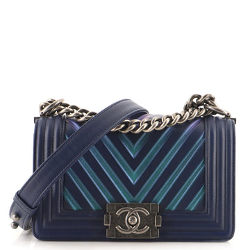 Chanel Boy Flap Bag Chevron Lambskin with Holographic PVC Small