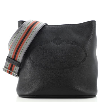 Prada Logo Bucket Messenger Bag Vitello Phenix Medium