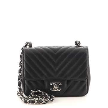 Chanel Square Classic Single Flap Bag Chevron Lambskin Mini