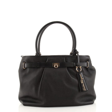 Salvatore Ferragamo Gancini Lock Belted Satchel Leather Medium