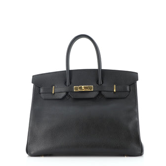 Hermes Birkin Handbag Black Ardennes with Gold Hardware 35