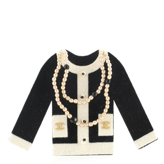 Chanel Vintage Jacket Brooch Felt with Faux Pearls