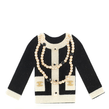 Chanel Vintage Jacket Brooch Felt with Faux Pearls