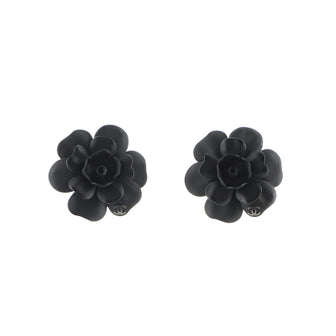Chanel Camellia Stud Earrings Lacquered Metal