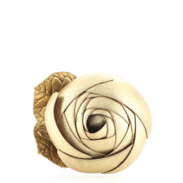 Chanel Rosebud Brooch Leather