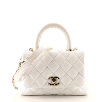 Chanel Coco Top Handle Bag Quilted Iridescent Caviar Extra Mini