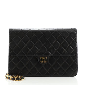 Chanel Vintage Clutch with Chain Quilted Leather Medium