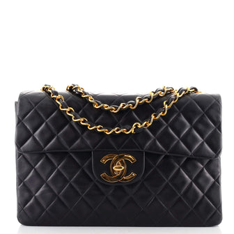 Chanel Vintage Classic Single Flap Bag Quilted Lambskin Maxi
