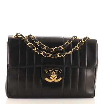 Chanel Vintage Classic Single Flap Bag Vertical Quilt Lambskin Jumbo