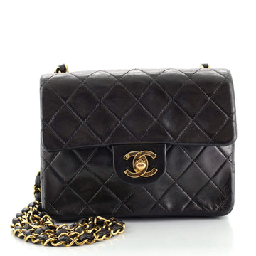 Chanel Vintage Square Classic Single Flap Bag Quilted Lambskin Mini