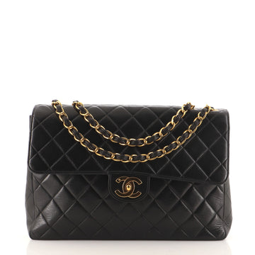 Chanel Vintage Classic Single Flap Bag Quilted Lambskin Jumbo