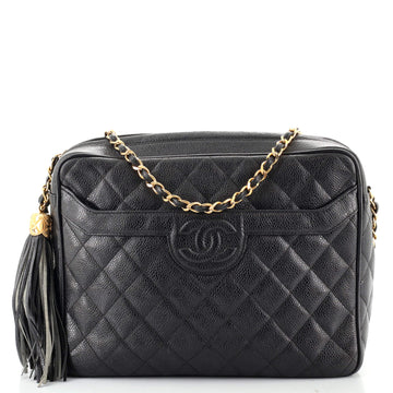 Chanel Vintage Front Pocket Camera Bag Quilted Caviar Medium