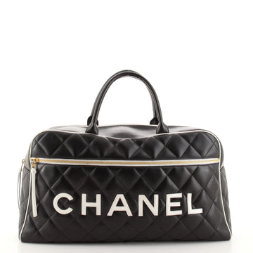 Chanel Vintage Logo Bowler Bag Quilted Lambskin Large