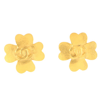 Chanel Vintage CC Clover Clip-On Earrings Metal