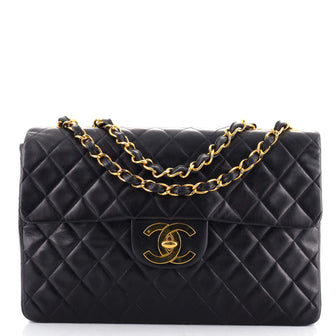 Chanel Vintage Classic Single Flap Bag Quilted Lambskin Maxi