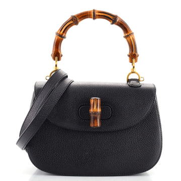 Gucci Vintage Convertible Bamboo Top Handle Bag Leather Medium
