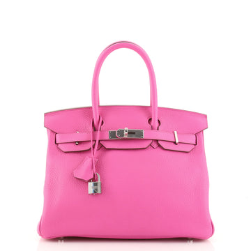 Hermes Birkin Handbag Pink Clemence with Palladium Hardware 30