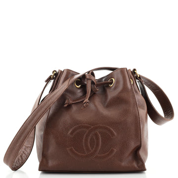 Chanel Vintage CC Drawstring Bucket Bag Caviar Small