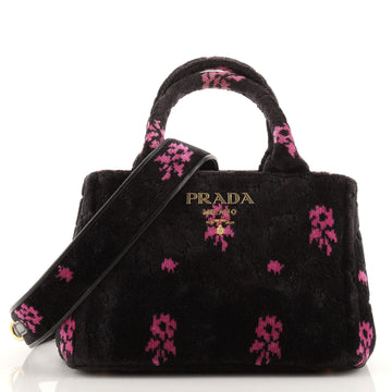 Prada Canapa Convertible Shopping Tote Printed Velvet Small