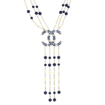 Chanel CC Multistrand Necklace Metal with Faux Pearl and Beads