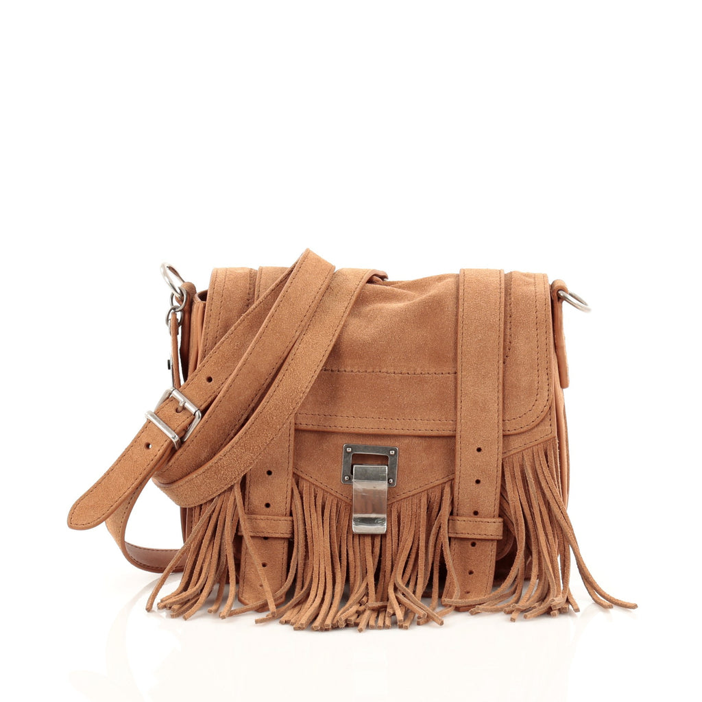 Buy Proenza Schouler PS1 Pouch Suede Fringe Small Brown 1177502