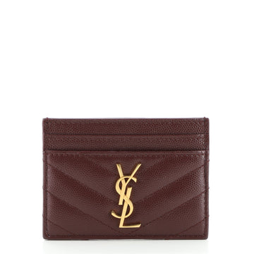 Saint Laurent Classic Monogram Card Holder Matelasse Chevron Leather
