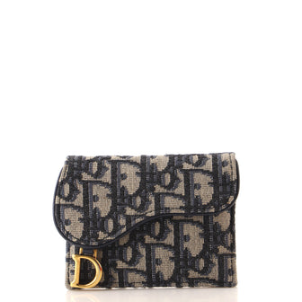 Christian Dior Saddle Card Case Oblique Canvas