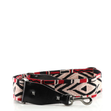 Valentino Rockstud Guitar Shoulder Strap Embroidered Canvas