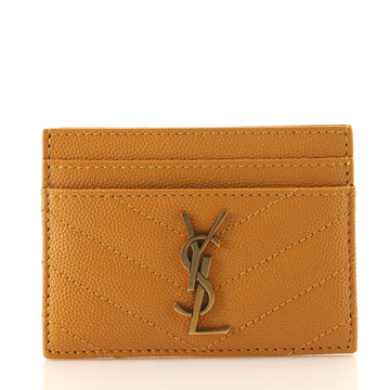 Saint Laurent Classic Monogram Card Holder Matelasse Chevron Leather