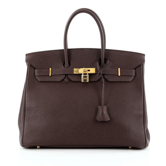 Hermes Birkin Handbag Brown Togo with Gold Hardware 35