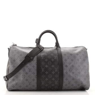 Louis Vuitton Keepall Bandouliere Bag Reverse Monogram Eclipse Canvas 50