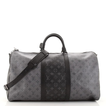 Louis Vuitton Keepall Bandouliere Bag Reverse Monogram Eclipse Canvas 50