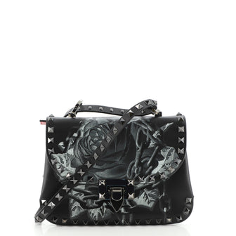 Valentino Undercover Rockstud Flip Lock Crossbody Bag Printed Leather