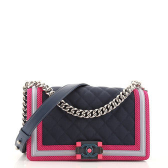 Chanel Fluo Boy Flap Bag Quilted Canvas Old Medium