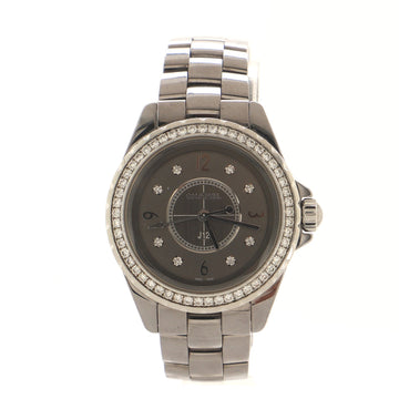 Chanel J12 Chromatic Quartz Watch Titanium and Ceramic with Diamond Bezel and Markers 33