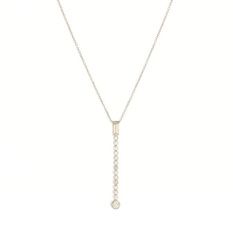 Tiffany & Co. Jazz Drop Pendant Necklace Platinum with Baguette and Round Diamonds Long Platinum with Baguette and Round Diamonds Long