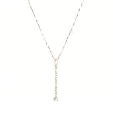 Tiffany & Co. Jazz Drop Pendant Necklace Platinum with Baguette and Round Diamonds Long Platinum with Baguette and Round Diamonds Long