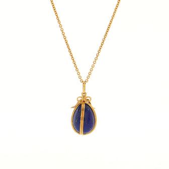 Tiffany & Co. Schlumberger Egg Pendant Necklace 18K Yellow Gold and Lapis Lazuli