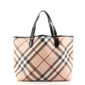 Burberry Nickie Tote Nova Check Coated Canvas Large