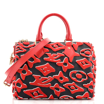 Louis Vuitton Speedy Bandouliere Bag Limited Edition Urs Fischer Tufted Monogram Canvas 25