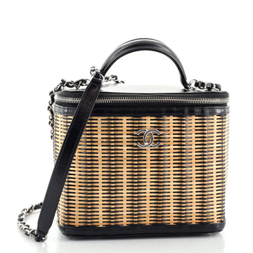 Chanel Take Away Vanity Case Rattan and Calfskin Medium